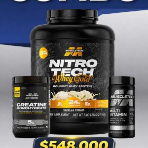 Combo Nitro Tech 5 Lbs + Creatina Platinum + multivitaminico muscletech