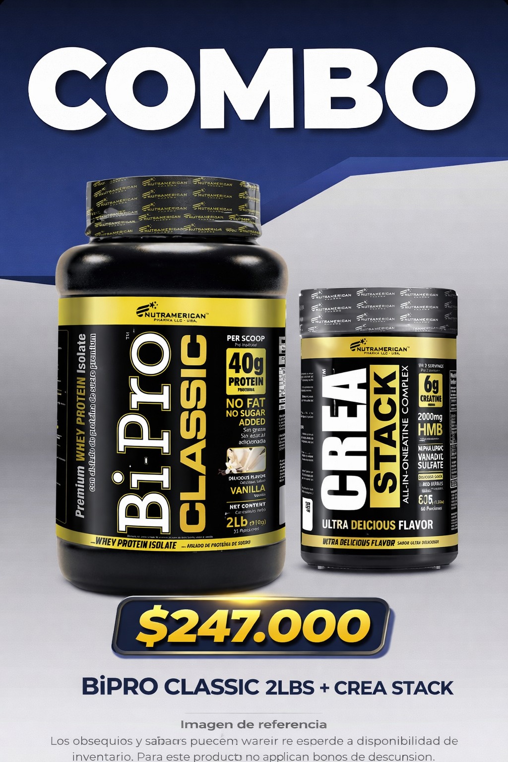 Combo BiPro classic 2 Lbs + Creatina Crea Stack